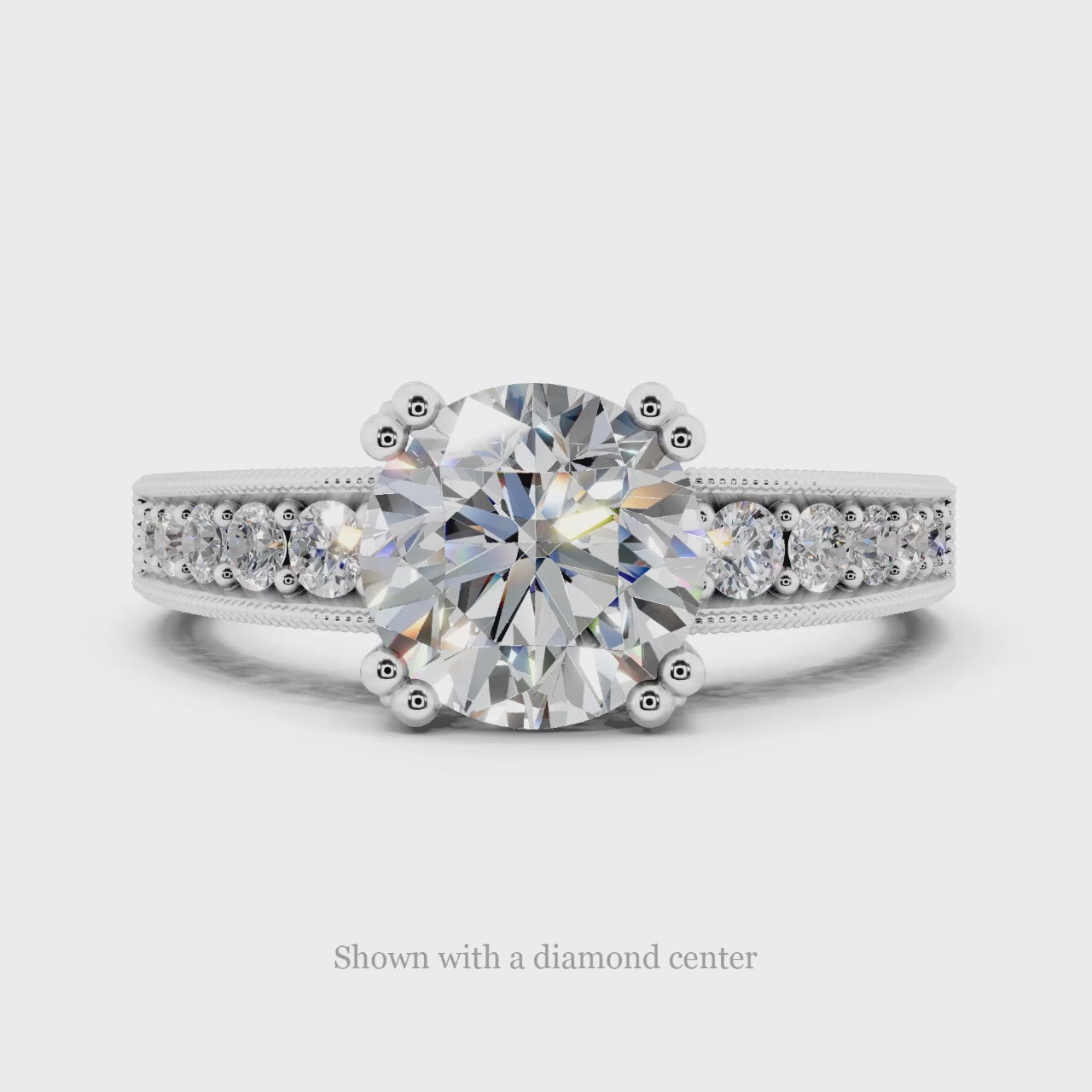 ART DECO FILIGREE DIAMOND MOUNT ROUND CUSHION VINTAGE STYLE ENGAGEMENT SETTING