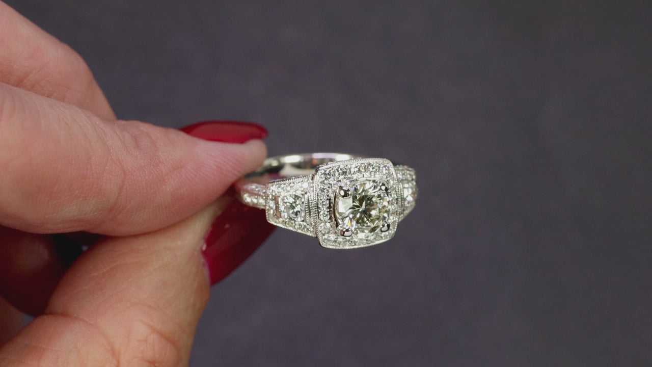 1.77ct GIA CERTIFIED K VVS1 DIAMOND ENGAGEMENT RING ROUND CUT HALO NATURAL