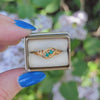 VINTAGE CHRYSOPRASE 14k YELLOW GOLD RING DAINTY COCKTAIL GREEN GEMSTONE BYPASS