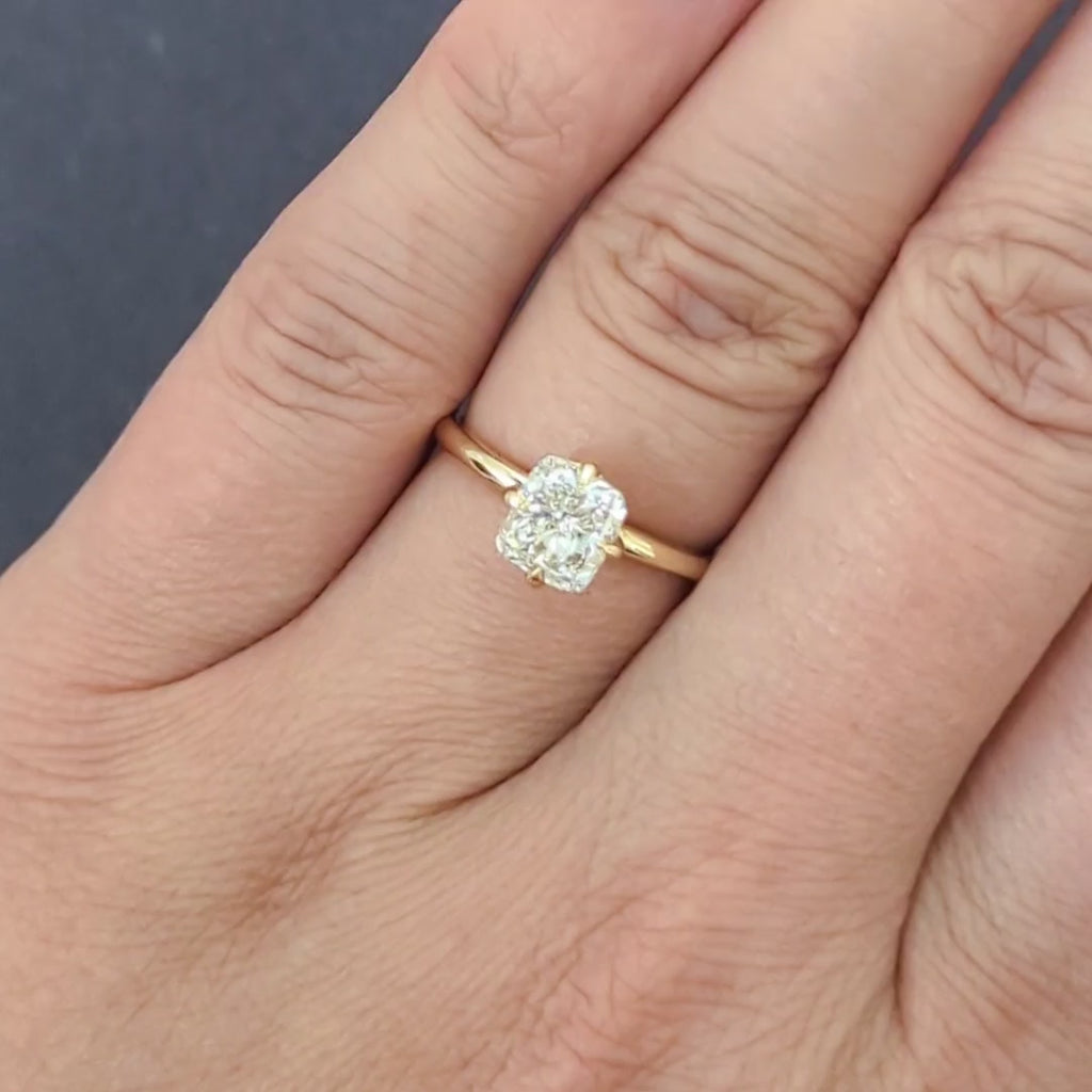 1.5 CARAT GIA CERTIFIED DIAMOND SOLITAIRE I SI1 14k YELLOW GOLD CUSHION SHAPE