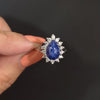 LINDE STAR SAPPHIRE DIAMOND VINTAGE RING PEAR COCKTAIL WHITE GOLD MID CENTURY
