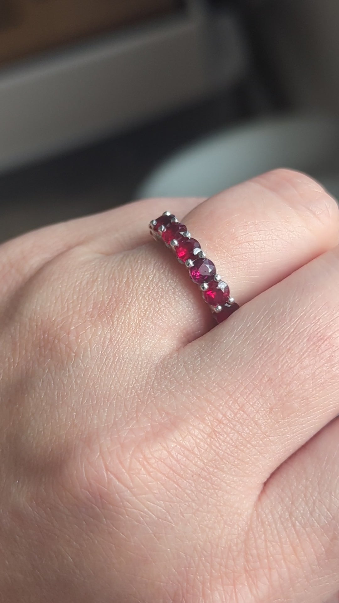 4.70ct RUBY ETERNITY RING 14k WHITE GOLD WEDDING BAND NATURAL RED CLASSIC SIMPLE