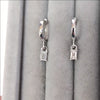 DIAMOND DROP EARRINGS HUGGIE HOOP CHARM EMERALD CUT MINIMALIST 14k WHITE GOLD