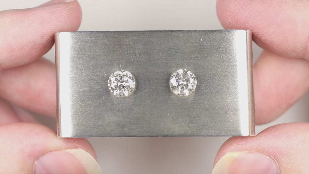 2.03ct VERY GOOD ROUND CUT DIAMOND STUD EARRING MATCHING PAIR NATURAL 2 CARAT