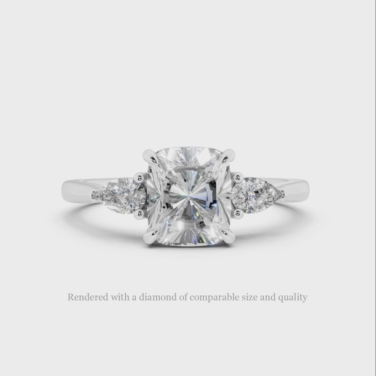 1.70c CUSHION SHAPE DIAMOND ENGAGEMENT RING GIA CERTIFIED H SI1 3 STONE PLATINUM