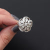VINTAGE DIAMOND COCKTAIL RING MID CENTURY FLOWER 14k WHITE GOLD RETRO STATEMENT
