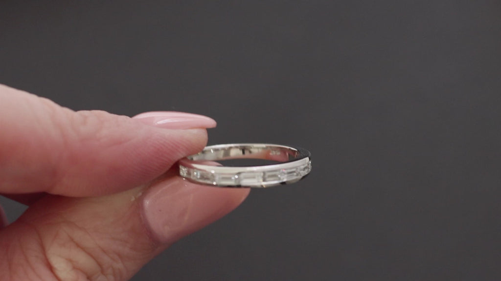 00.83ct E-F VS DIAMOND WEDDING BAND PLATINUM RING BAGUETTE CHANNEL SET NATURAL