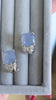 VINTAGE BLUE CHALCEDONY DIAMOND EARRINGS 14k WHITE GOLD HUGGIE ESTATE NATURAL