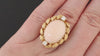 VINTAGE 18k YELLOW GOLD ANGEL SKIN CORAL DIAMOND RING OVAL BIG HANDMADE NATURAL