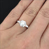 2ct LAB CREATED DIAMOND ENGAGEMENT RING OLD EUROPEAN CUT 3 STONE 10k WHITE GOLD