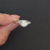 1ct ART DECO DIAMOND ENGAGEMENT RING OLD EUROPEAN CUT 18k WHITE GOLD VINTAGE