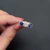 ART DECO DIAMOND SAPPHIRE RING PLATINUM OLD EUROPEAN CUT 0.85ct I VS1 VINTAGE