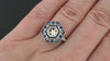 SAPPHIRE COCKTAIL RING SETTING 6.5m ROUND MOUNT HEXAGON GEOMETRIC PLATINUM