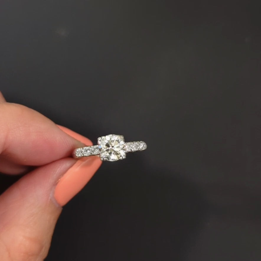 1 CARAT DIAMOND ENGAGEMENT RING CERTIFIED F-G VS1 PLATINUM ROUND CUT CLASSIC