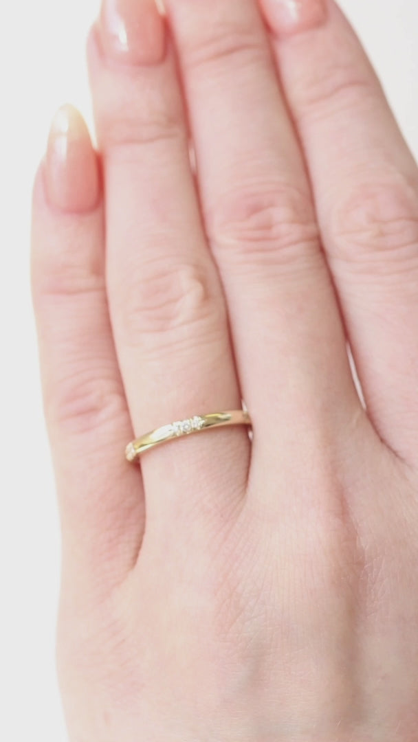 10k NATURAL ROUND DIAMOND ETERNITY WEDDING BAND GOLD STACKING RING CLASSIC TRIO