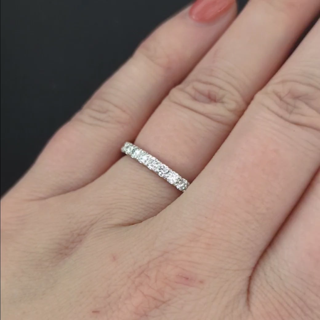 0.70ct DIAMOND WEDDING BAND STACKING RING NATURAL 14k WHITE GOLD HALF ETERNITY