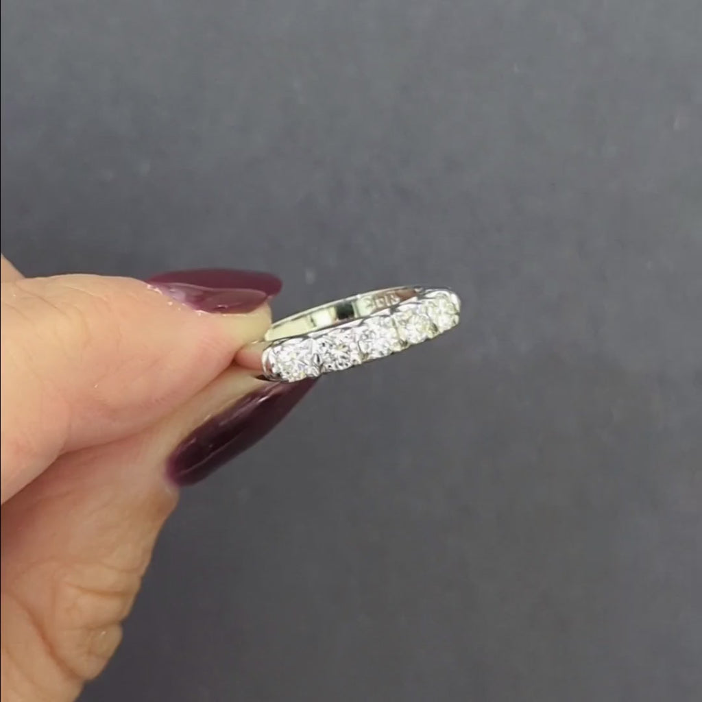 VINTAGE DIAMOND WEDDING RING STACKING BAND 0.50ct 5 STONE 14k WHITE GOLD ROUND