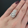 VINTAGE DIAMOND COCKTAIL RING BIG STATEMENT MID CENTURY 14k WHITE GOLD NATURAL