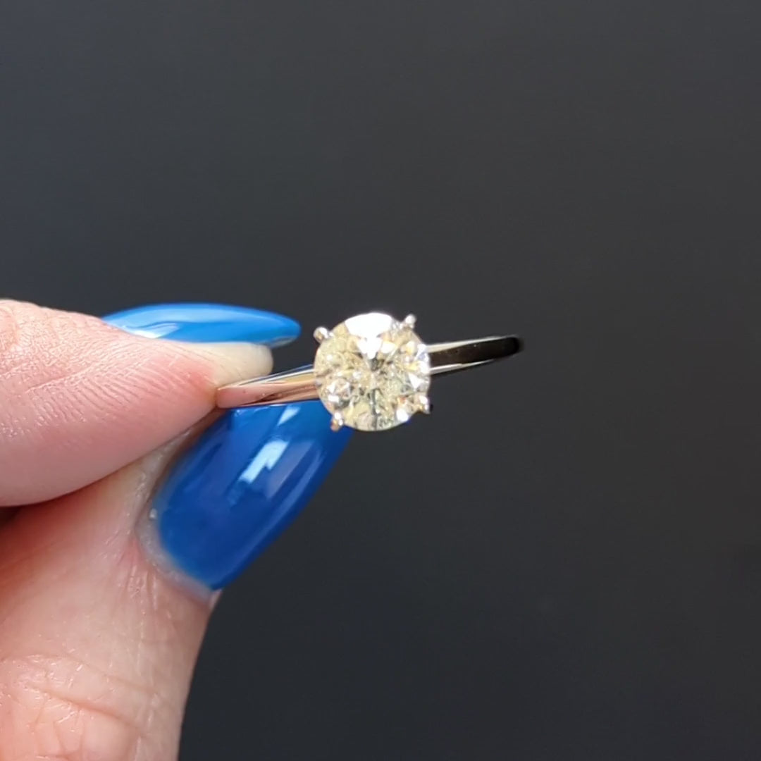 NATURAL DIAMOND SOLITAIRE ENGAGEMENT RING 1.42ct EXCELLENT ROUND CUT WHITE GOLD