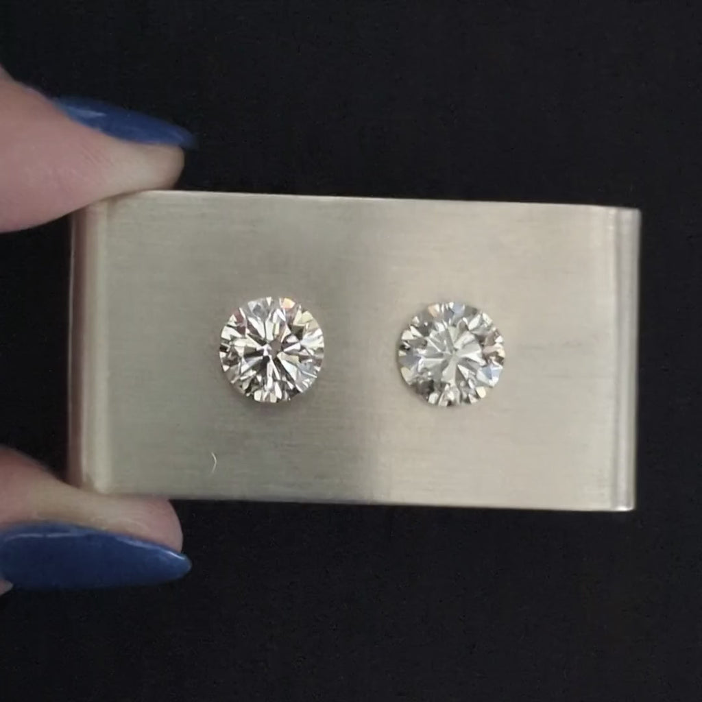 4.90ct EXCELLENT CUT DIAMOND STUD EARRINGS J-K SI ROUND BRILLIANT NATURAL PAIR