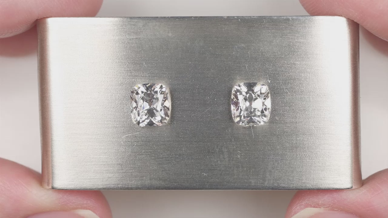 2.11ct OLD MINE CUT LAB CREATED DIAMOND STUD EARRINGS CERTIFIED E VS1 PAIR 2ct