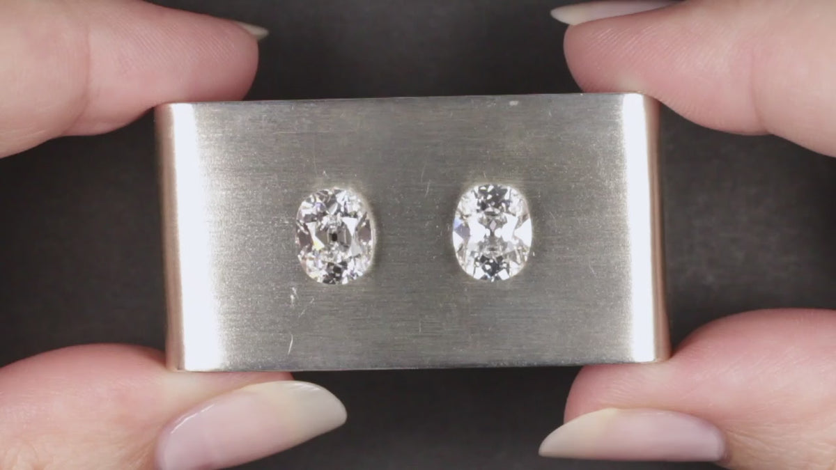4ct D VS1 OLD MINE CUT LAB CREATED DIAMOND LOOSE PAIR IGI CERTIFIED STUD EARRING