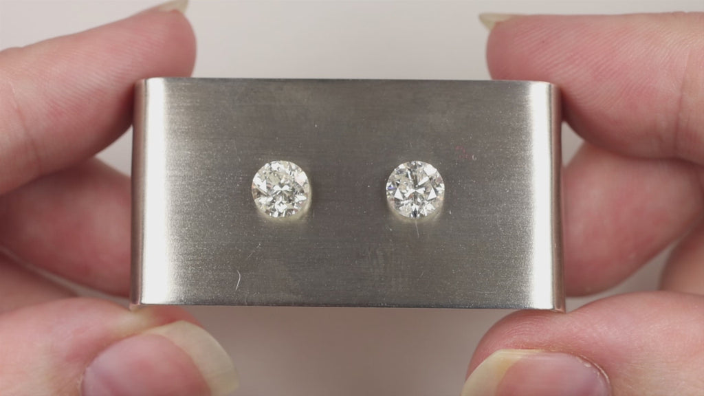 2.12ct VERY GOOD ROUND CUT DIAMOND STUD EARRING MATCHING PAIR NATURAL 2 CARAT