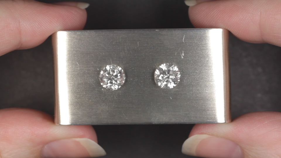 2.56ct DIAMOND STUD EARRINGS SALT AND PEPPER RUSTIC MATCHING PAIR 2.5 CARAT