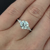 2ct LAB CREATED DIAMOND ENGAGEMENT RING 3 STONE ROUND KITE CUT PLATINUM