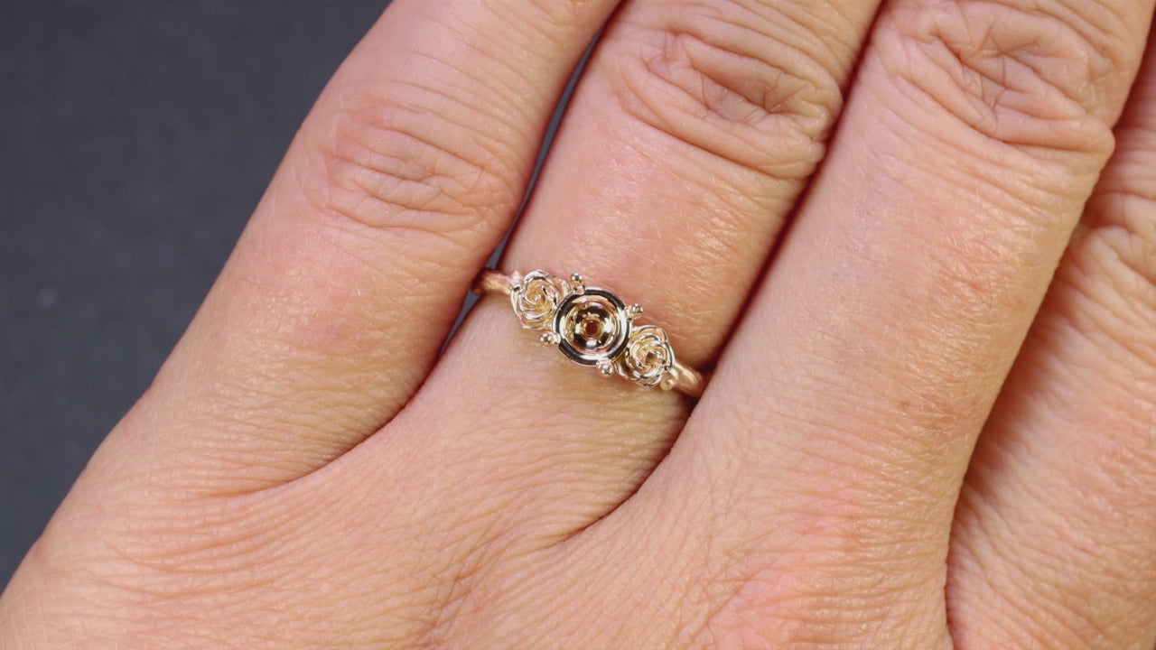 FLORAL RING SETTING 5.5mm ROUND14K ROSE GOLD FLOWER ENGAGEMENT SOLITAIRE MOUNT
