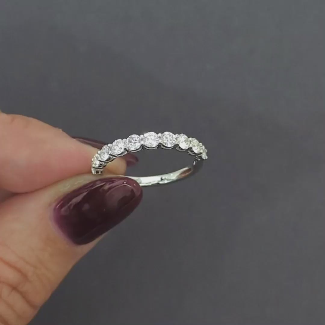 0.84ct DIAMOND WEDDING BAND STACKING RING NATURAL 10k WHITE GOLD CLASSIC ROUND