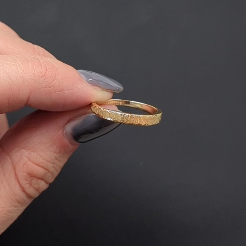 SOLID 14k YELLOW GOLD WEDDING BAND VINTAGE STACKING RING 3mm CLASSIC HEXAGON