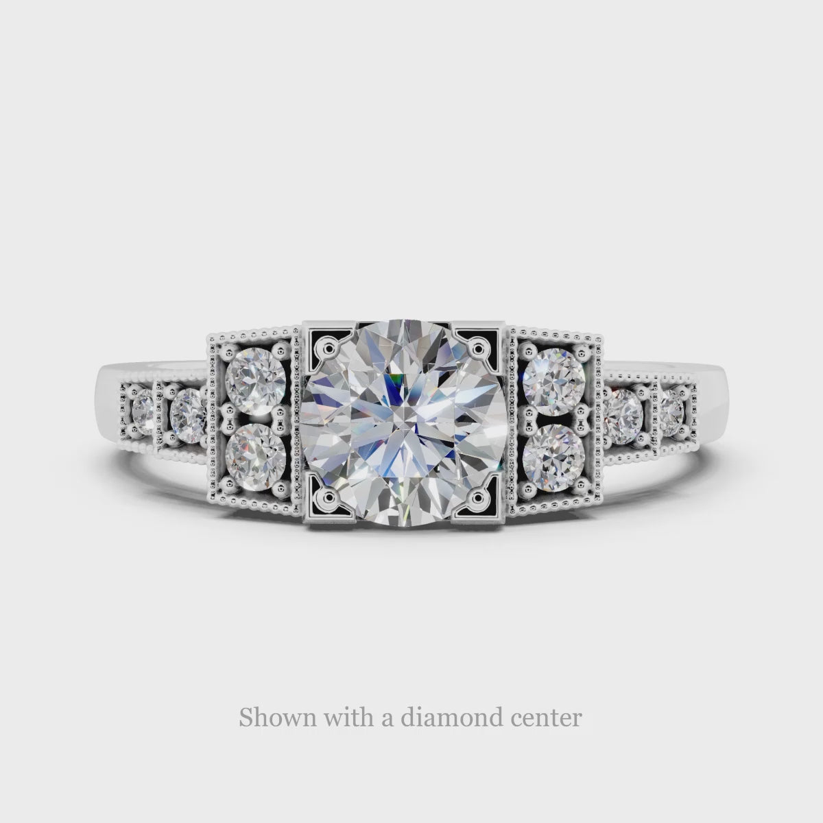 VINTAGE STYLE ROUND DIAMOND RING SETTING SEMI MOUNT PRINCESS RETRO 14K 5MM