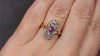 VICTORIAN ROSE CUT DIAMOND RUBY RING HALO NAVETTE COCKTAIL ANTIQUE 14k ROSE GOLD