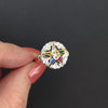 VINTAGE DIAMOND GEMSTONE EASTERN STAR RING TWO TONE WHITE YELLOW GOLD ESTATE