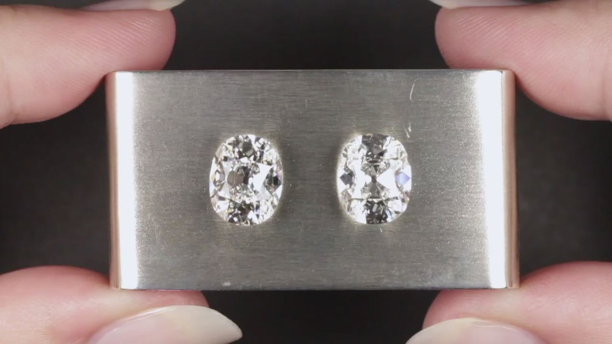 6.16ct D-E VS1 OLD MINE CUT LAB CREATED DIAMOND LOOSE PAIR IGI CERTIFIED EARRING