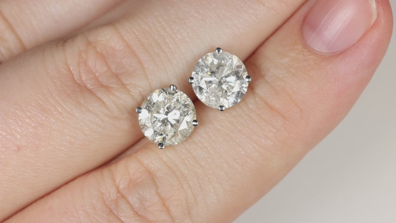 4.5 CARAT VERY GOOD CUT NATURAL DIAMOND STUD EARRINGS ROUND BRILLIANT WHITE GOLD