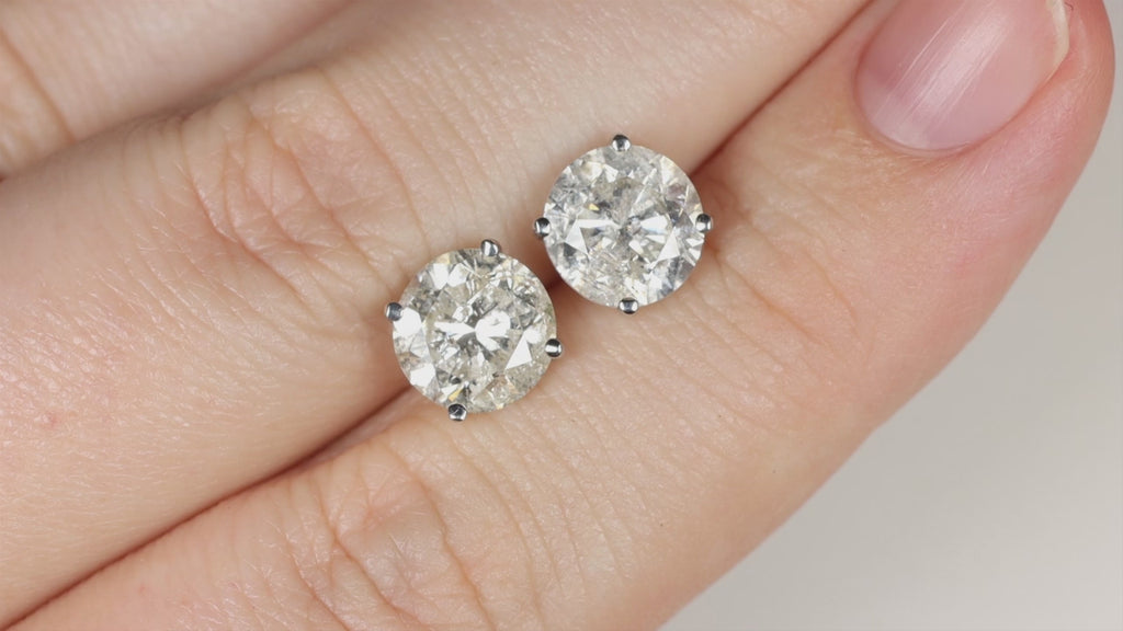 4.5 CARAT VERY GOOD CUT NATURAL DIAMOND STUD EARRINGS ROUND BRILLIANT WHITE GOLD