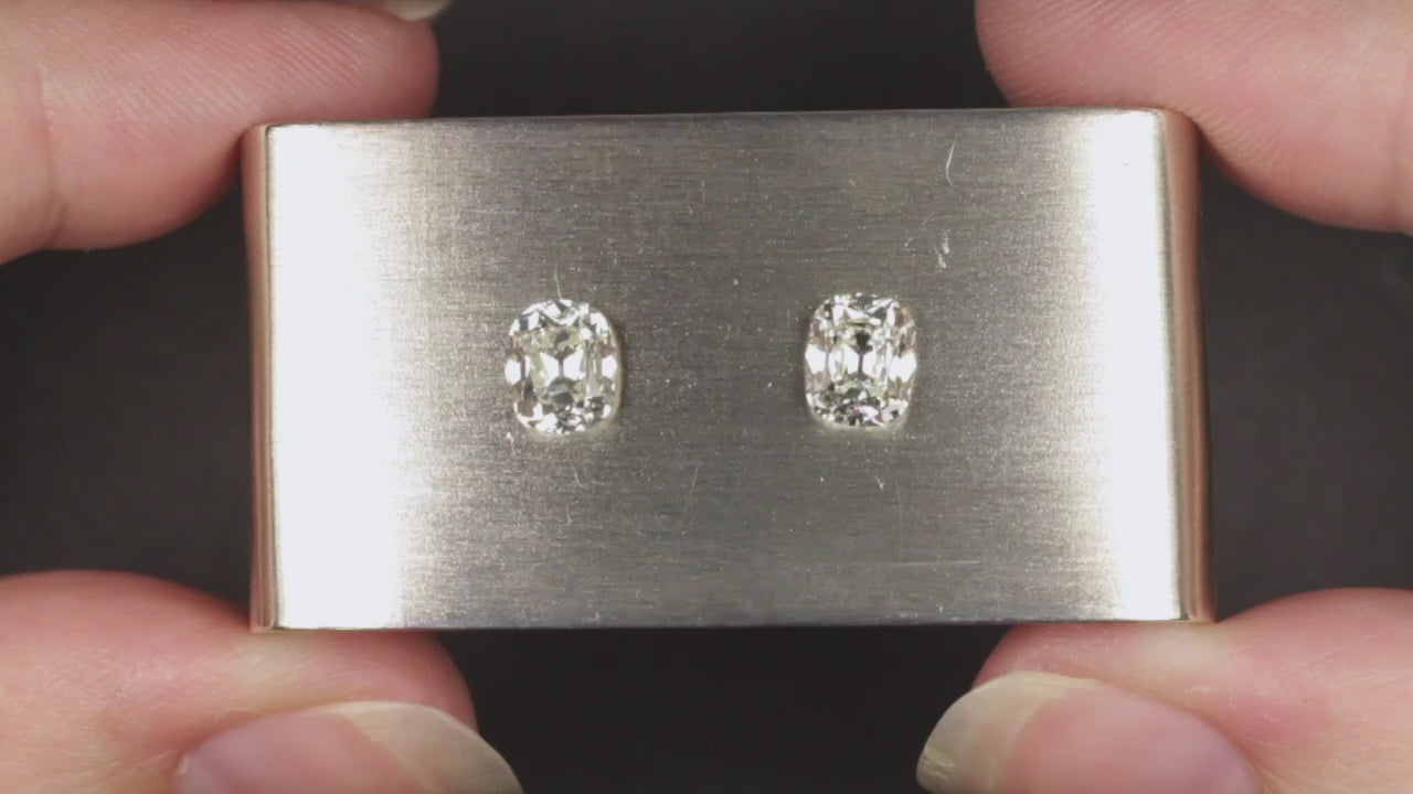 2.04ctw I VVS1-VS2 OLD MINE CUT DIAMOND MATCHING PAIR GIA CERTIFIED EARRING STUD