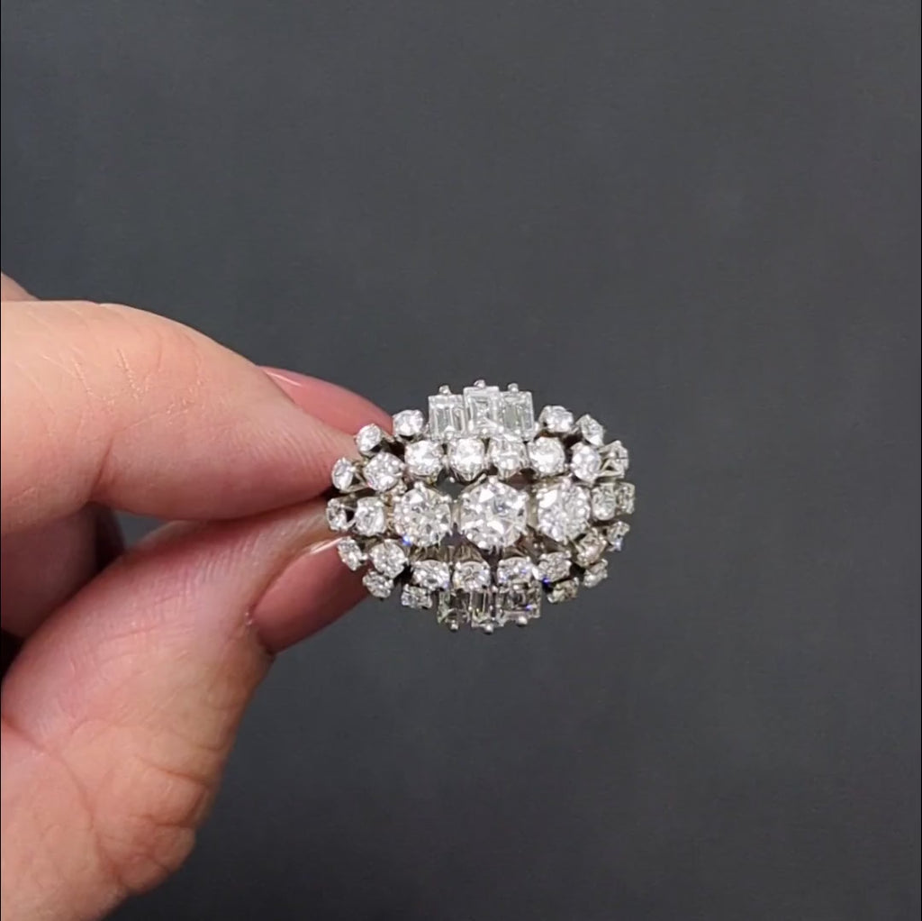 VINTAGE DIAMOND PLATINUM COCKTAIL RING 2.60ct F-G VS 11.6gm BIG STATEMENT ESTATE