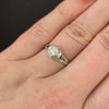 ART DECO DIAMOND ENGAGEMENT RING SAPPHIRE 14k WHITE GOLD FILIGREE OLD EUROPEAN
