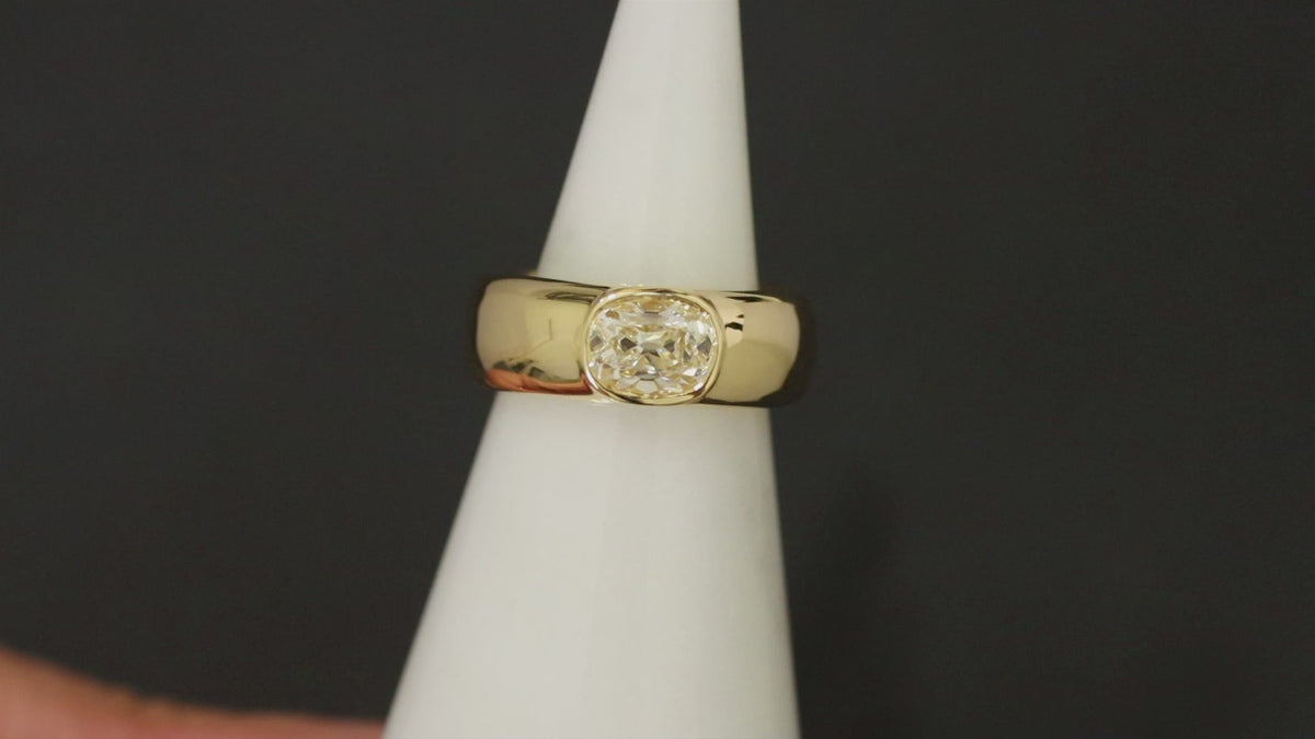 1.21ct GIA CERTIFIED OLD MINE CUT DIAMOND BEZEL RING DOME SOLITAIRE 14k GOLD 