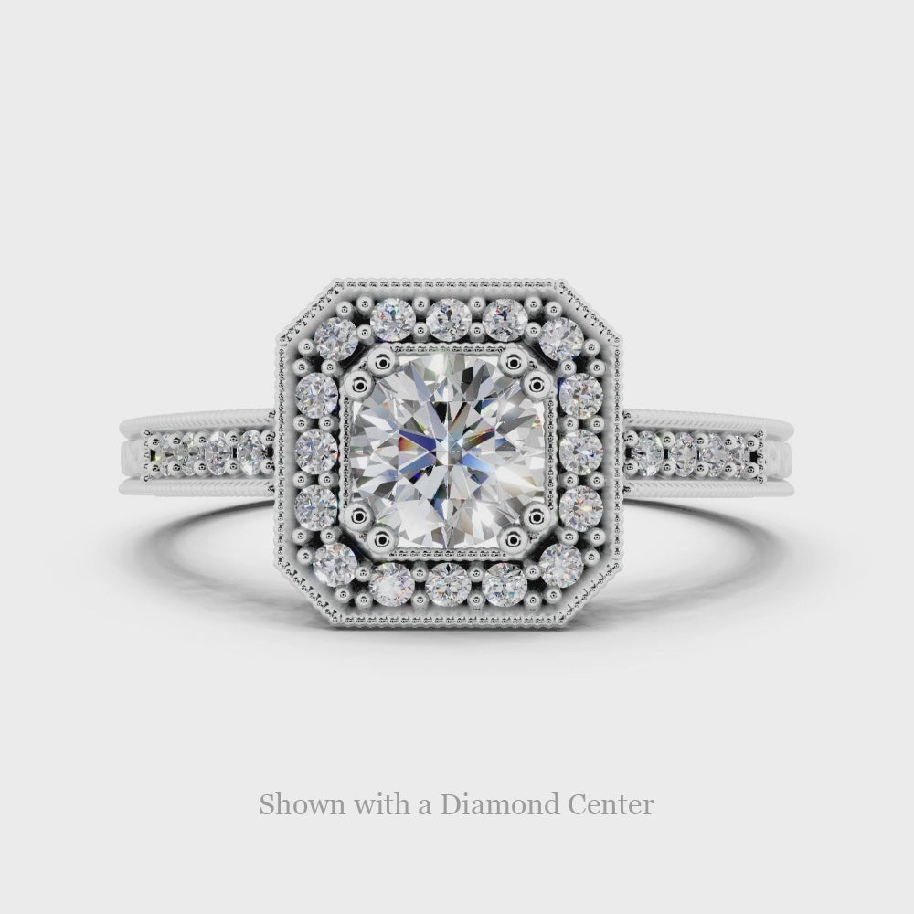 SEMI-MOUNT ROUND PRINCESS SETTING DIAMOND VINTAGE STYLE RING CUSHION RADIANT