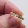 NATURAL DIAMOND ENGRAVED WEDDING BAND STACKING RING 10k GOLD VINTAGE STYLE