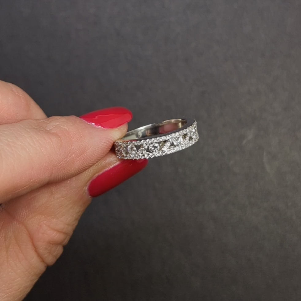 EXCELLENT CUT 3/4 CARAT NATURAL DIAMOND G SI BAND STACKING COCKTAIL RING 0.75ct