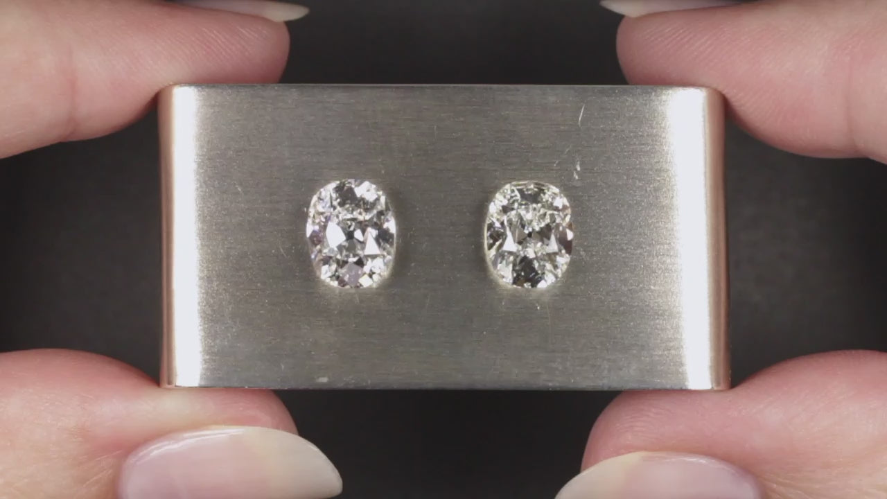 4.07ct E VVS2-VS1 OLD MINE CUT LAB CREATED DIAMOND LOOSE PAIR IGI CERTIFIED STUD