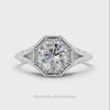 1ct LAB CREATED DIAMOND ENGAGEMENT RING VINTAGE STYLE HALO PLATINUM ROUND CUT