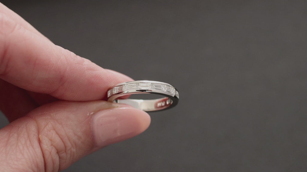 1.16ct G-H VS DIAMOND WEDDING BAND PLATINUM RING BAGUETTE CHANNEL SET NATURAL