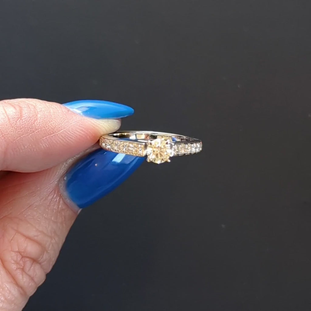 EXCELLENT CUT DIAMOND ENGAGEMENT RING J VS2 ROUND BRILLIANT CUT 14k WHITE GOLD