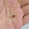 ORANGE SAPPHIRE PENDANT NECKLACE OVAL EAST WEST BEZEL 14K YELLOW GOLD NATURAL